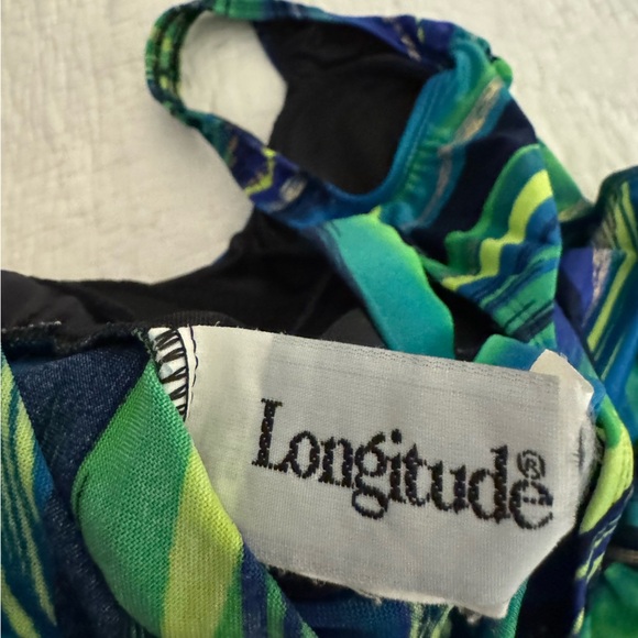 Vintage Longitude Swimsuit Blue/Green cross back. Size 10 - Picture 8 of 12